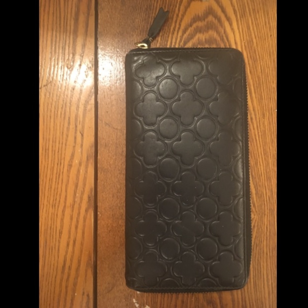 Comme des garçon black leather zip wallet w/ box